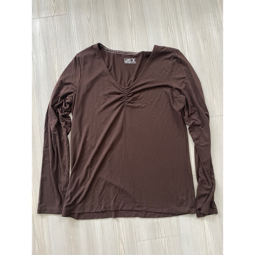 Horny Toad Women's Chocolate Brown Long Sleeve Top Size L Fall Layering